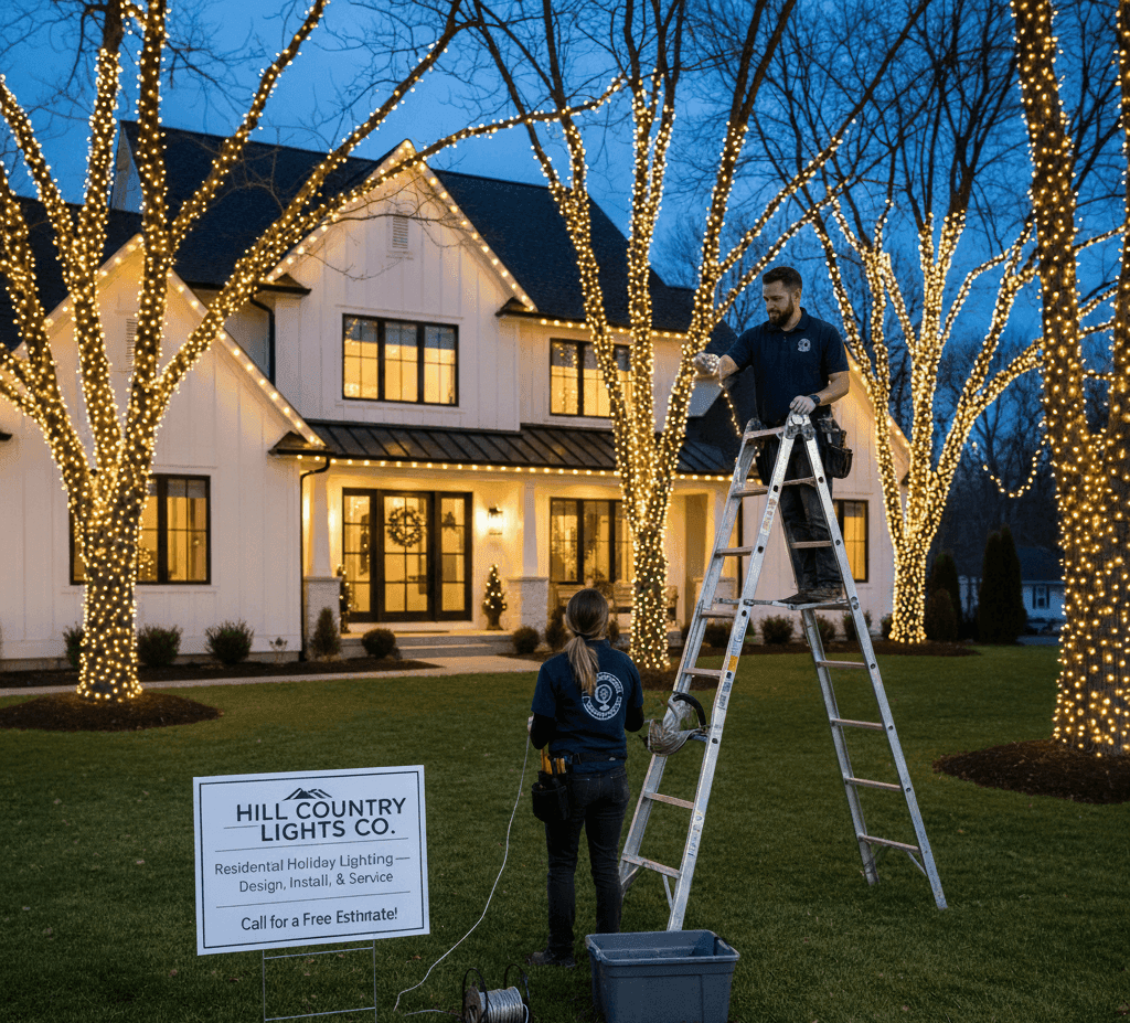 Christmas light installation